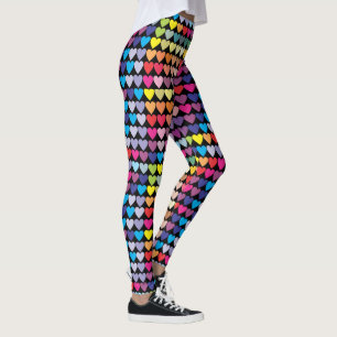 Farbenfrohes Regenbogen-Herzen-Muster Leggings