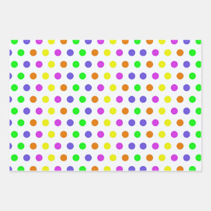 Farbenfrohes Regenbogen-Punkte-Muster Geschenkpapier Set