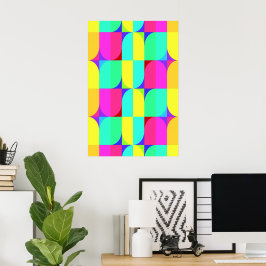 Farbenfrohes Retro-Abstraktes Geometrisches Formen Poster