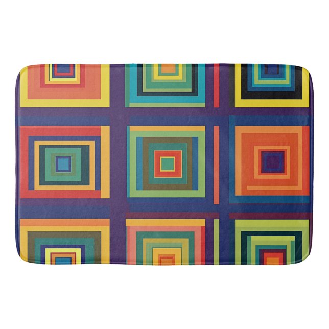 Farbenfrohes Retro-Block-Design Badematte (Vorderseite)