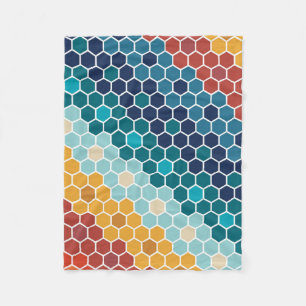 Farbenfrohes Retro-Blumenmosaik-Sechseckmuster Fleecedecke