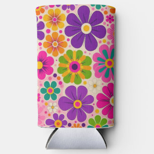 Farbenfrohes Retro-Blumenmuster floral Selters Dosenkühler