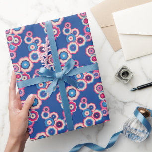 Farbenfrohes Retro-Blumenmuster Geschenkpapier