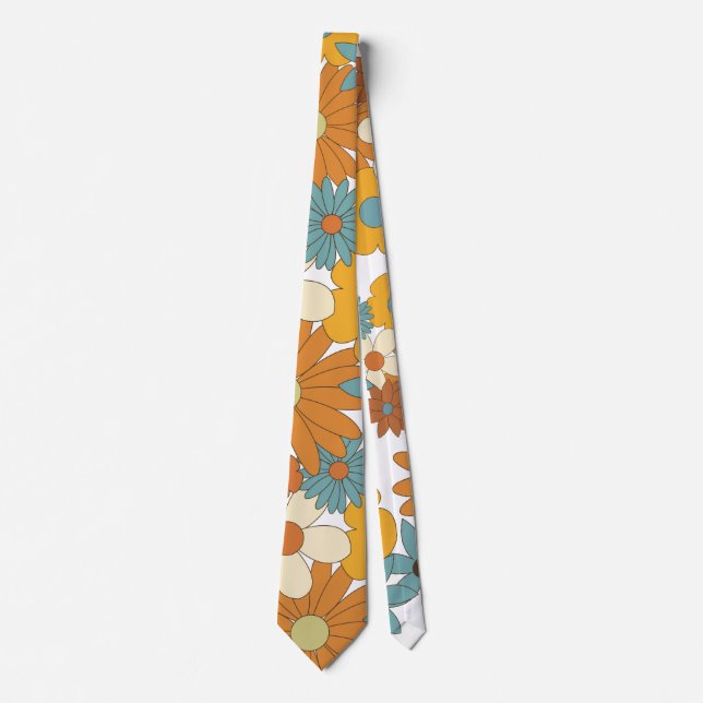 Farbenfrohes Retro-Blumenmuster  Krawatte (Vorderseite)
