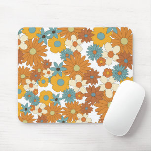 Farbenfrohes Retro-Blumenmuster Mousepad