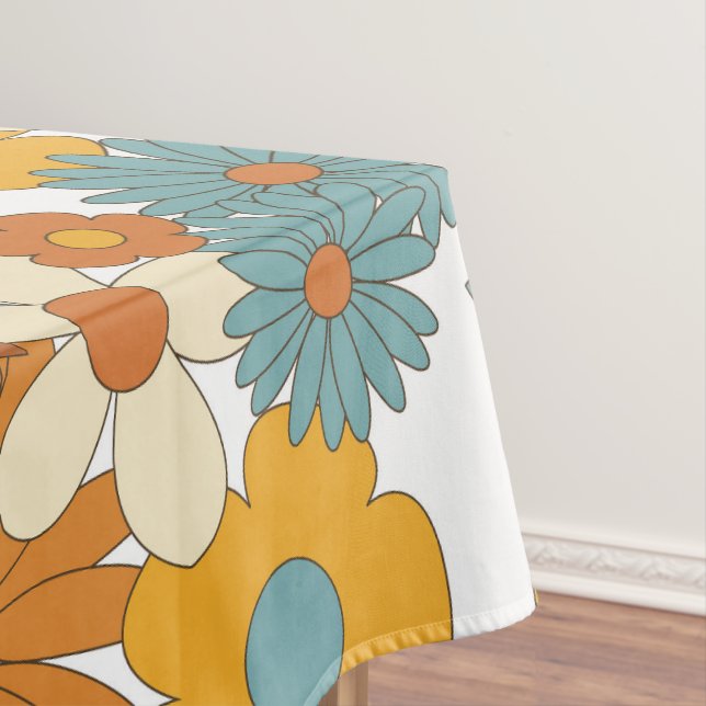 Farbenfrohes Retro-Blumenmuster Tischdecke (Beispiel)