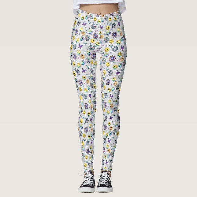 Farbenfrohes Retro-Disco-Muster Leggings (Vorderseite)