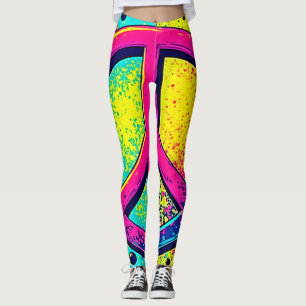 Farbenfrohes Retro-Friedenszeichen Leggings