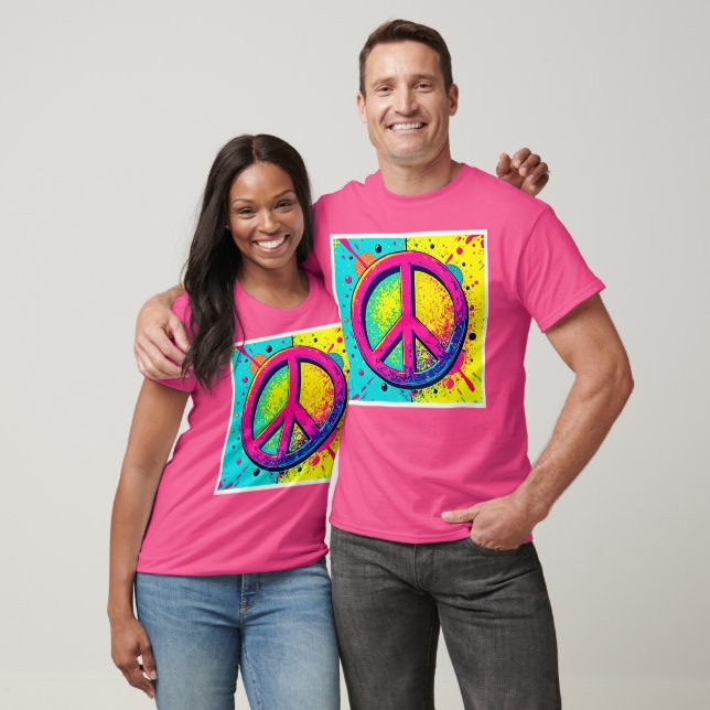 Farbenfrohes Retro-Friedenszeichen T-Shirt (Unisex)