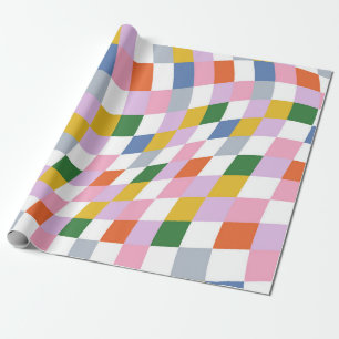 Farbenfrohes Retro-Geometrisches Wellenförmiges Ka Geschenkpapier