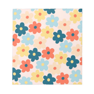 Farbenfrohes Retro-Hippie-Blumenmuster Notizblock