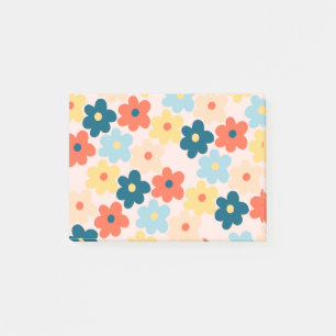 Farbenfrohes Retro-Hippie-Blumenmuster Post-it Klebezettel