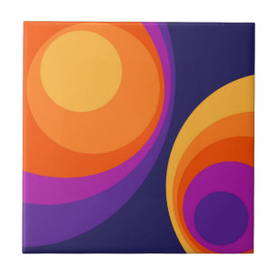 Farbenfrohes Retro-Kreis-Design Fliese
