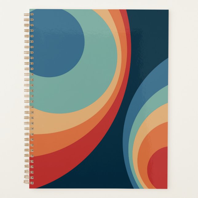Farbenfrohes Retro-Kreis-Design Planer (Vorderseite)