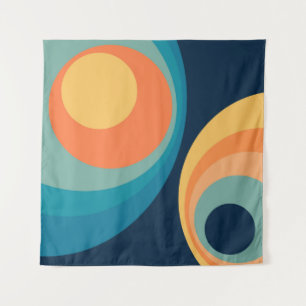 Farbenfrohes Retro-Kreis-Design Wandteppich