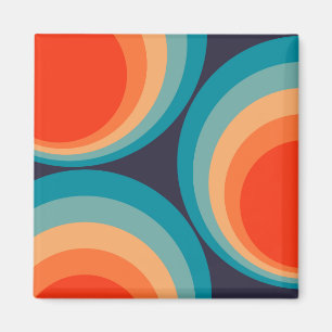 Farbenfrohes Retro-Kreise-Design Magnet