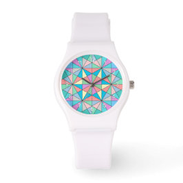 Farbenfrohes Retro-Pastell-Mosaik-Dreieck-Stern-Mu Armbanduhr