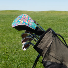 Farbenfrohes Retro-Pastell-Mosaik-Dreieck-Stern-Mu Golf Headcover
