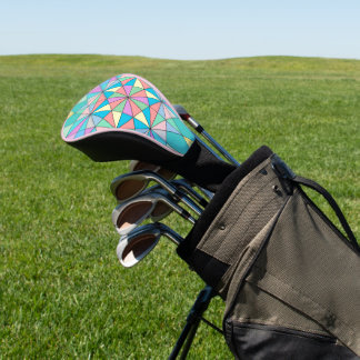 Farbenfrohes Retro-Pastell-Mosaik-Dreieck-Stern-Mu Golf Headcover