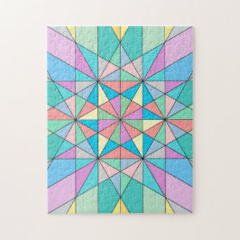 Farbenfrohes Retro-Pastell-Mosaik-Dreieck-Stern-Mu Puzzle
