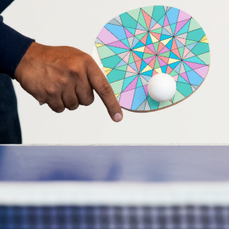 Farbenfrohes Retro-Pastell-Mosaik-Dreieck-Stern-Mu Tischtennis Schläger