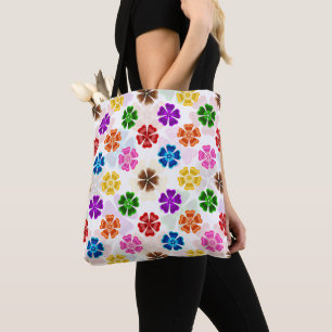 Farbenfrohes Retro-Regenbogen-Blumen-Design Weiß