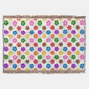 Farbenfrohes Retro-Regenbogen-Blumen-Design Weiß Decke