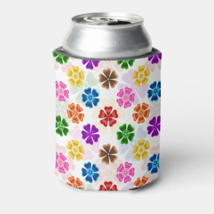 Farbenfrohes Retro-Regenbogen-Blumen-Design Weiß  Dosenkühler