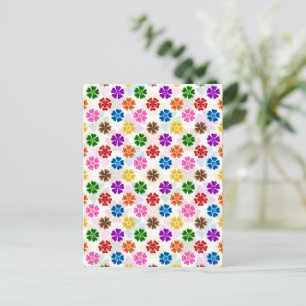 Farbenfrohes Retro-Regenbogen-Blumen-Design Weiß Postkarte