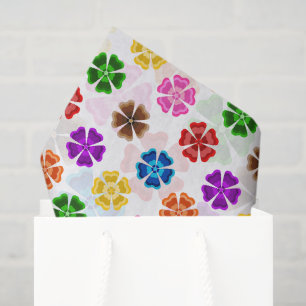 Farbenfrohes Retro-Regenbogen-Blumen-Design Weiß Seidenpapier