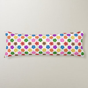 Farbenfrohes Retro-Regenbogen-Blumen-Design Weiß Seitenschläferkissen