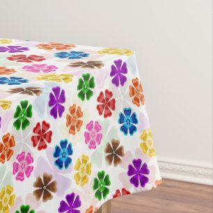 Farbenfrohes Retro-Regenbogen-Blumen-Design Weiß Tischdecke