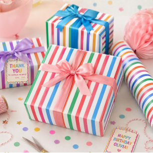 Farbenfrohes Retro-Regenbogen-Streifen-Geschenkpap Geschenkpapier