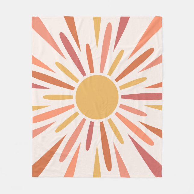 Farbenfrohes Retro-Sonnen-Design Fleecedecke (Vorderseite)