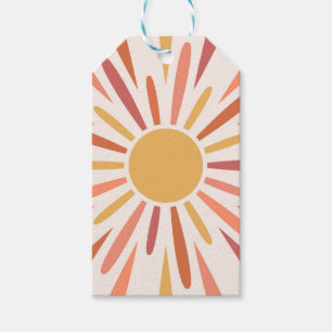 Farbenfrohes Retro-Sonnen-Design Geschenkanhänger