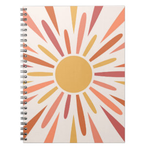 Farbenfrohes Retro-Sonnen-Design Notizblock