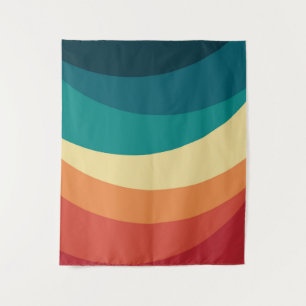 Farbenfrohes Retro-Stil Kurven Design Wandteppich