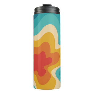 Farbenfrohes Retro-Swirldesign Thermosbecher