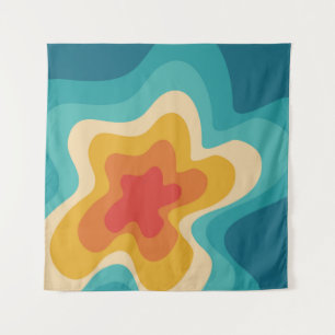 Farbenfrohes Retro-Swirldesign Wandteppich