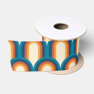 Farbenfrohes Retro-Tor-Regenbogenmuster Satinband