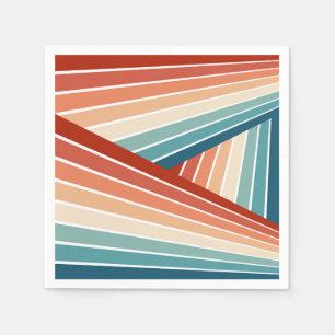 Farbenfrohes Retrodesign mit diagonalem Regenbogen Serviette