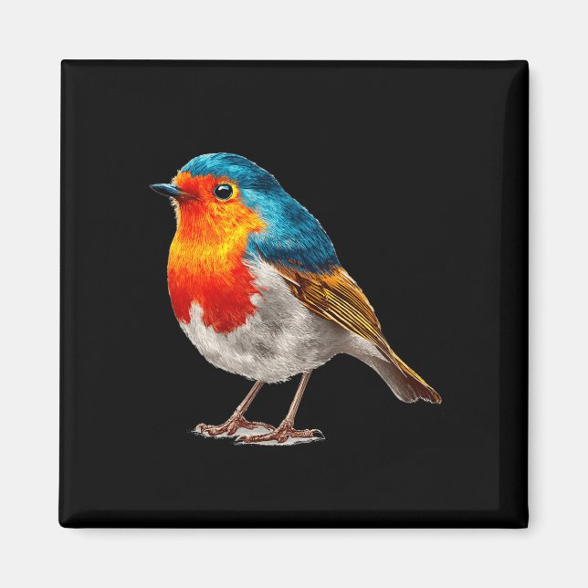 Farbenfrohes Robin-Kostüm für Vögel und Federn Magnet (Vorne)