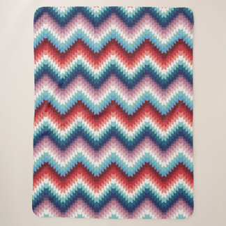 Farbenfrohes rosa und blaues Zickzack-Muster Sherpadecke
