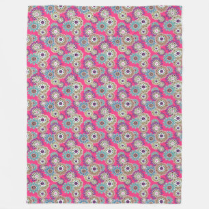 Farbenfrohes rustikales Blumenmuster retro  Fleecedecke