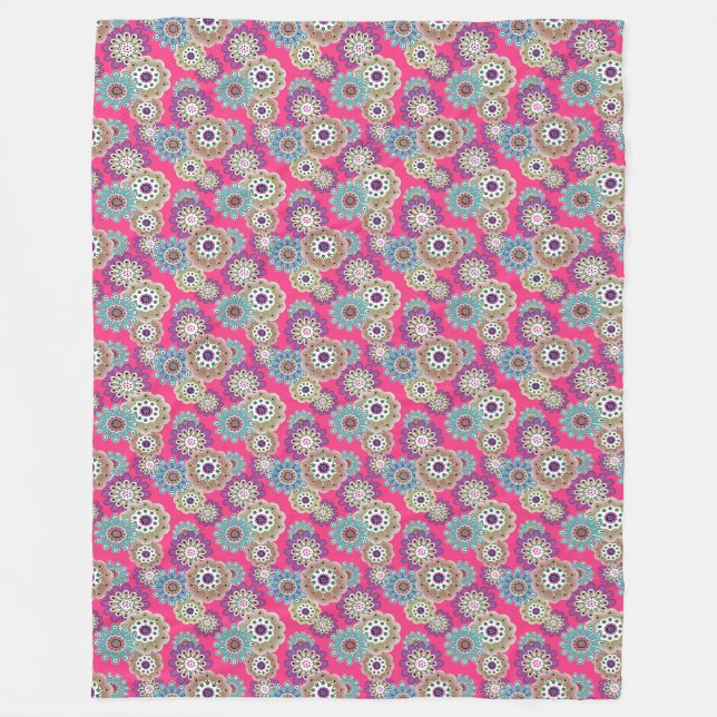 Farbenfrohes rustikales Blumenmuster retro  Fleecedecke (Vorderseite)