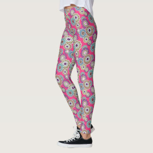 Farbenfrohes rustikales Blumenmuster retro Leggings