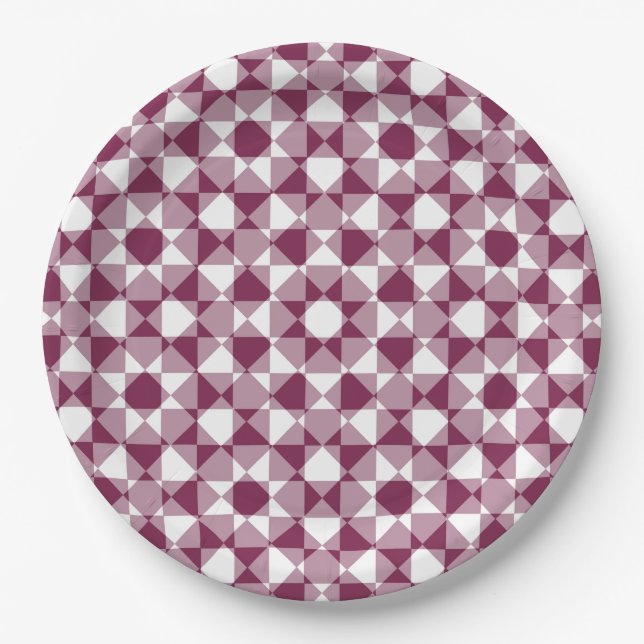 Farbenfrohes Schachbrett-Diamant-Karomuster Pappteller (Vorderseite)