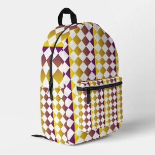 Farbenfrohes Schachbrett-Diamantmuster Bedruckter Rucksack