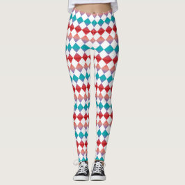 Farbenfrohes Schachbrett-Diamantmuster Leggings