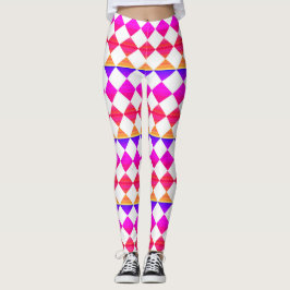 Farbenfrohes Schachbrett-Diamantmuster Leggings